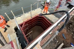 Specialist temporary access system providing safe confined space entry during water engineering works.